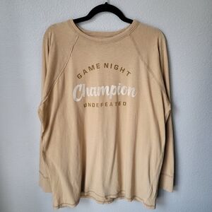 NWT Aerie Game Night Champion Long Sleeve Graphic Tee, Medium, Mustard Yellow